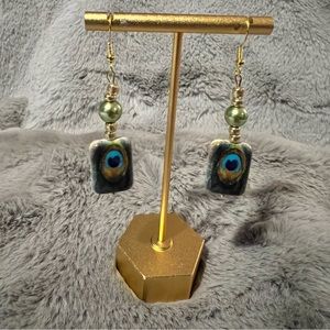 Pearl and Peacock Earrings